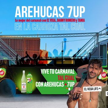 El Vega Life, Danny Romero y Tania en la carroza Arehucas 7up Tal Cual